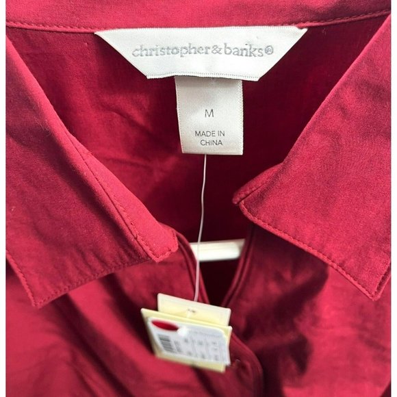 CHRISTOPHER & BANKS, Women DRESS SHIRT, 3/4 LONG sleeve, COLOR RED, SIZE M - Picture 5 of 9